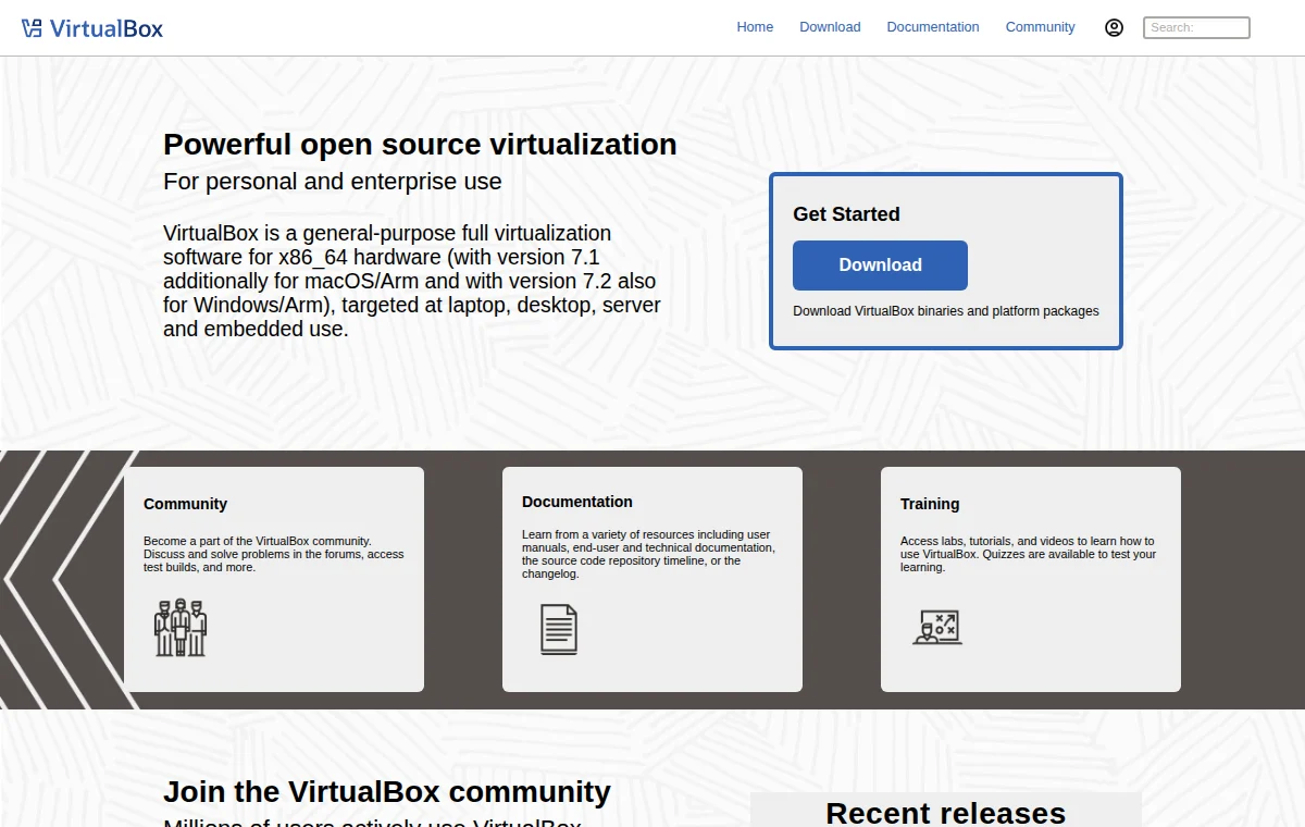 Oracle VirtualBox 화면